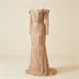 Robe de Soirée Longue Champagne Brodée de Sequins