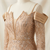 Robe de Soirée Longue Champagne Brodée de Sequins