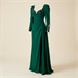 Robe de Soirée Longue Vert Émeraude à Broderies et Fente