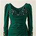 Robe de Soirée Longue Vert Émeraude à Broderies et Fente