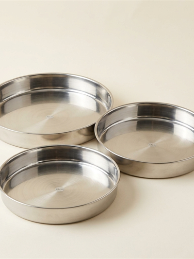 Lot de 3 Plats à Four Ronds en Acier Inoxydable Almina (28, 32, 36 cm)