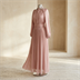 Robe de Soirée Longue Plissée Rose Poudré avec Col Bijou