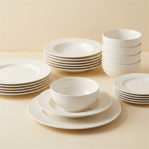 Service de Table 24 Pièces 6 Personnes en Porcelaine Blanche - Modèle Anna