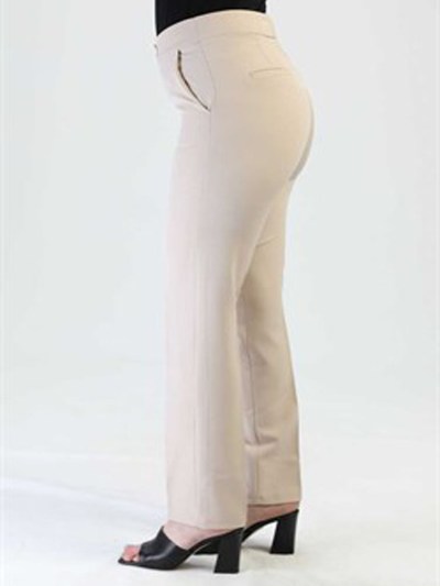 Pantalon poche simple bouton - taupe 5153T