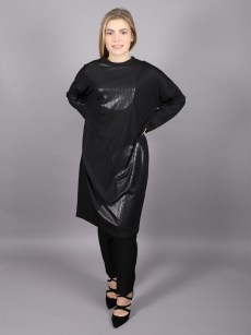 Tunique chic simili cuir Puane - noir