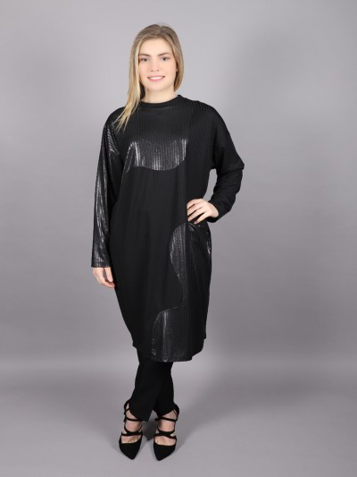 Tunique chic simili cuir Puane - noir