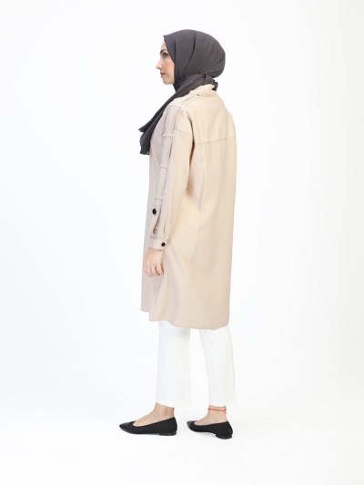 Tunique simple à détail 1540 - beige/noir