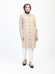 Tunique simple à détail 1540 - beige/noir