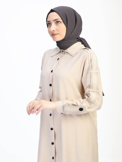 Tunique simple à détail 1540 - beige/noir