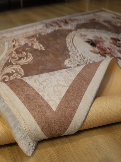 Tapis 80X300cm Rixos lavable antidérapant marron/rose DY-0033
