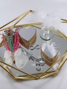 Plateau pour alliance doré miroir (set complet)