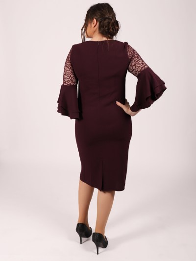 Robe mi longue simple à dentelle Dans - violet