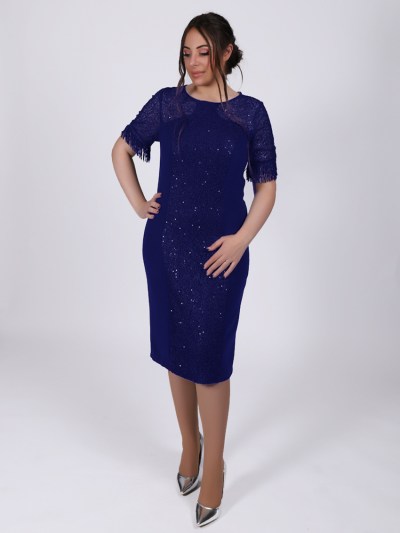 Robe mi courte à paillette Dans - bleu marine