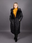 Veste fourrure matelassé avec simili-cuir Puane - noir
