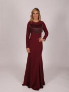 Robe de soirée longue violet à perle coupe sirène 