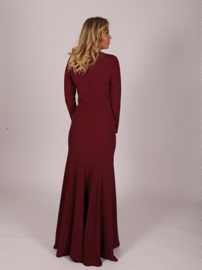 Robe de soirée longue violet à perle coupe sirène 