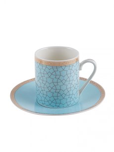 Karaca Roxy Ensemble de 4 tasses à café blanc et bleu