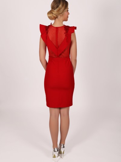 Robe courte à détail fleur Dans - rouge