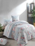 İpekçe Home Ensemble de housse de couette 2 personnes série Eva Belissa Bleu