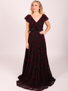 Robe en velours - noir/bordeaux