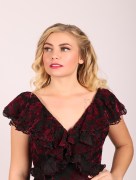 Robe en velours - noir/bordeaux