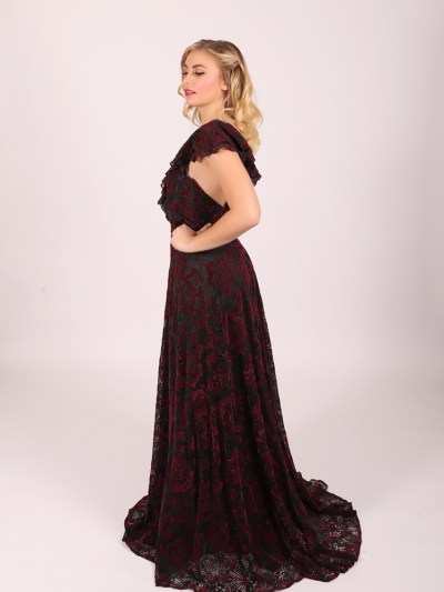 Robe en velours - noir/bordeaux