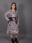 Robe trapèze à motif Ksas - rose