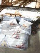 Ensemble housse de couette 1 personne Maritime Bleu Yacht