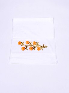 Serviette à fleur velours dahila orange 