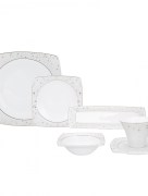 Karaca Fine Pearl New Antares Ensemble de 26 pièces pour petit-déjeuner en perles pour 6 personnes carré 