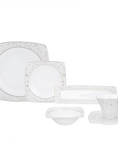 Karaca Fine Pearl New Antares Ensemble de 26 pièces pour petit-déjeuner en perles pour 6 personnes carré 