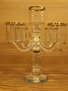 Chandelier en verre pour 5 bougies - or