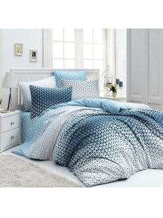 Ensemble de couette de lit 2 personnes Symétrique Bleu 