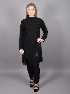 Chemise mi-long à paillette Puane - noir