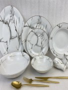 Service de table Zellerfeld blanc à rayures 28 pièces