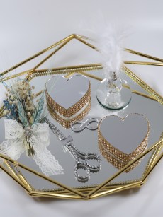 Plateau pour alliance doré miroir (set complet) 