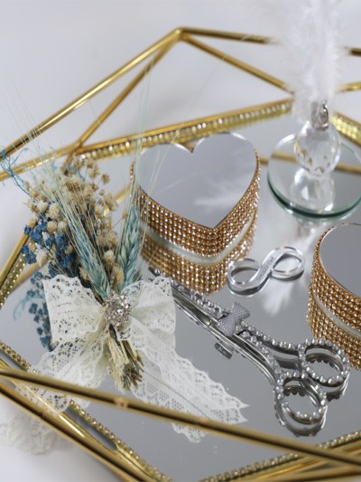 Plateau pour alliance doré miroir (set complet) 