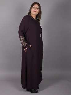 Abaya violet brodé sur les manches 