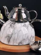 Théière en verre à pression en marbre blanc 3.3lt A-310