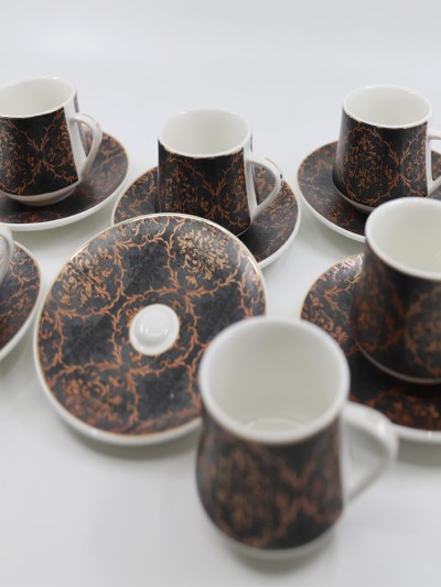 Tasse à café 6 Pièces Zellerfeld à motif noir/bronze