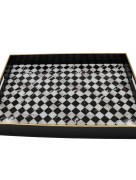 Plateau décoratif carreaux blanc/noir
