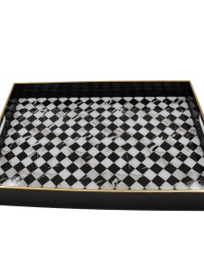 Plateau décoratif carreaux blanc/noir