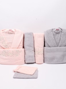 Ensemble de peignoirs avec guipure Nurpak 8 pièces - violet/rose