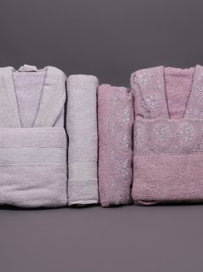 Ensemble de peignoirs avec guipure Ipekce 6 pièces - Mauve/Violet