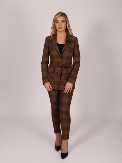 Veste à carreaux chic Fi'more - marron/gris