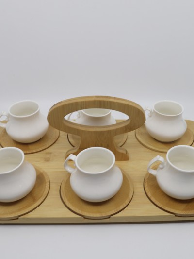 Tasse à café 6 pièces avec plateau bambou Almina
