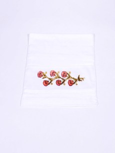 Serviette à fleur velours dahila beige