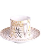 Almina ensemble de 6 tasses à café Porcelaine à motif étoile doré/blanc