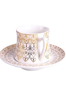 Almina ensemble de 6 tasses à café Porcelaine à motif étoile doré/blanc