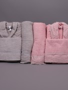  Ensemble de peignoirs avec guipure Ipekce - Rose/ Violet